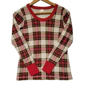 Hanna Anderson Plaid Pajama Top Women's S Holiday Loungewear 100% Organic Cotton